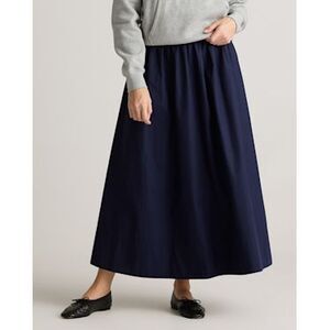 Quince Women Organic Cotton Poplin A-Line Maxi Skirt Navy Basic S